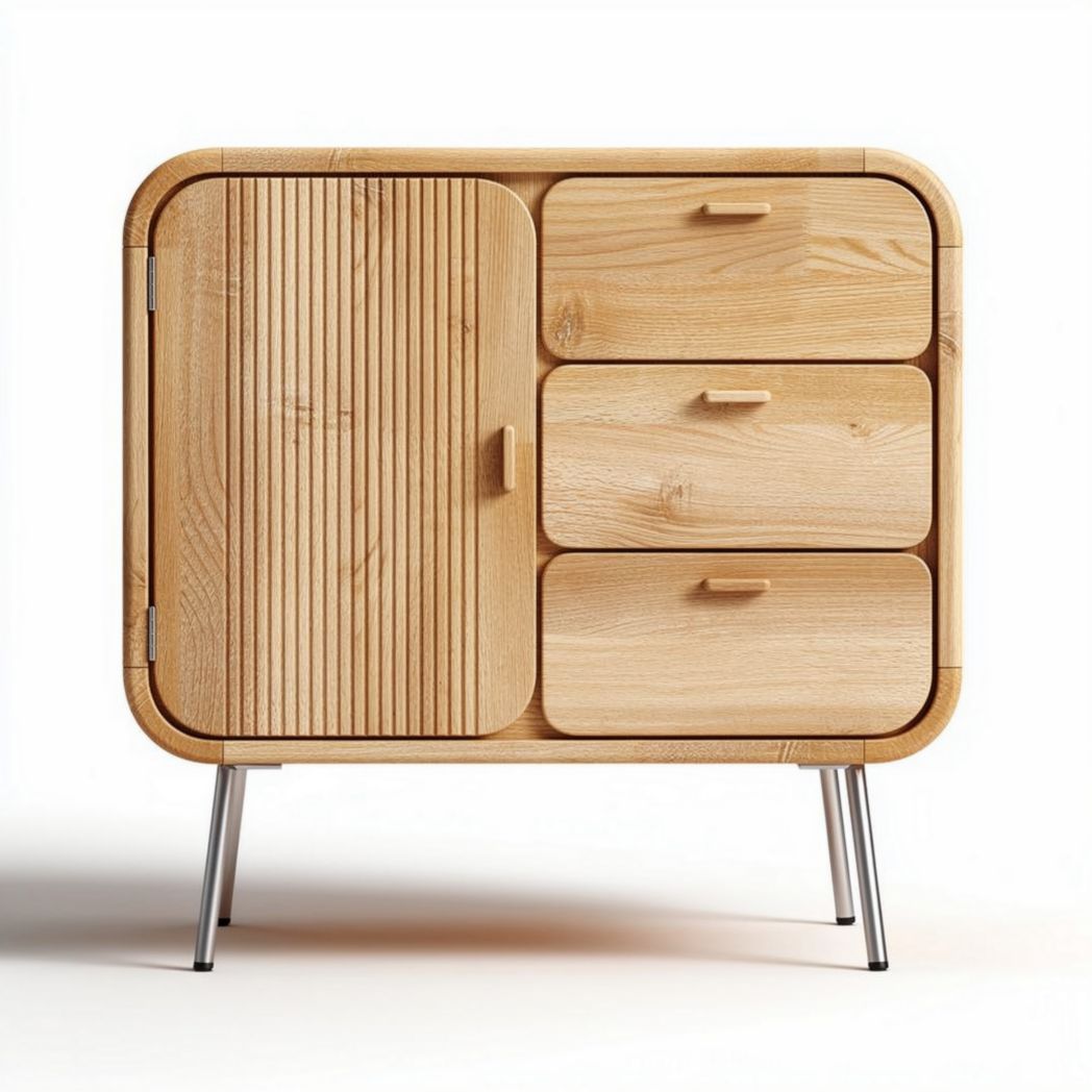 Wooden sideboard with three drawers and one cabinet door 80 x 40 x 70cm