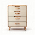 Wooden four-drawer chest with curved handles in light beige finish 40 x 30 x 80cm