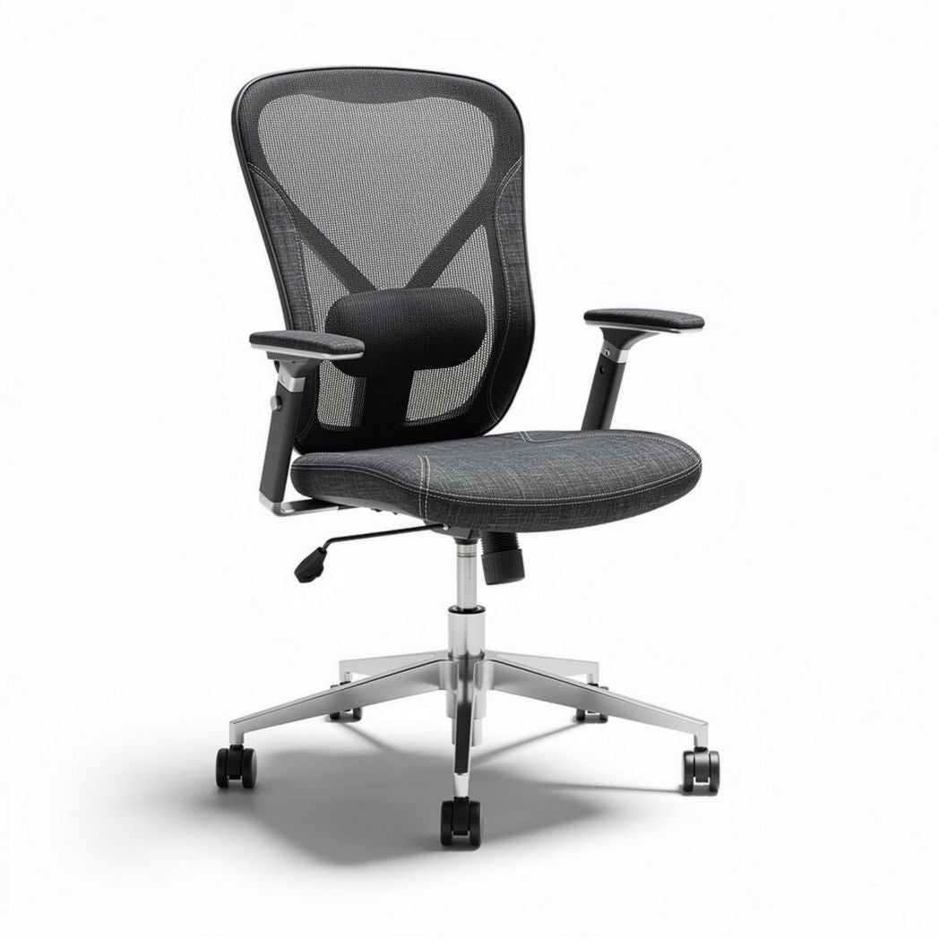 Mesh office chair with adjustable lumbar support and chrome base 60 x 60 x 95cm