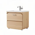 Wooden bathroom vanity cabinet with integrated sink in natural finish 50 x 40 x 60cm