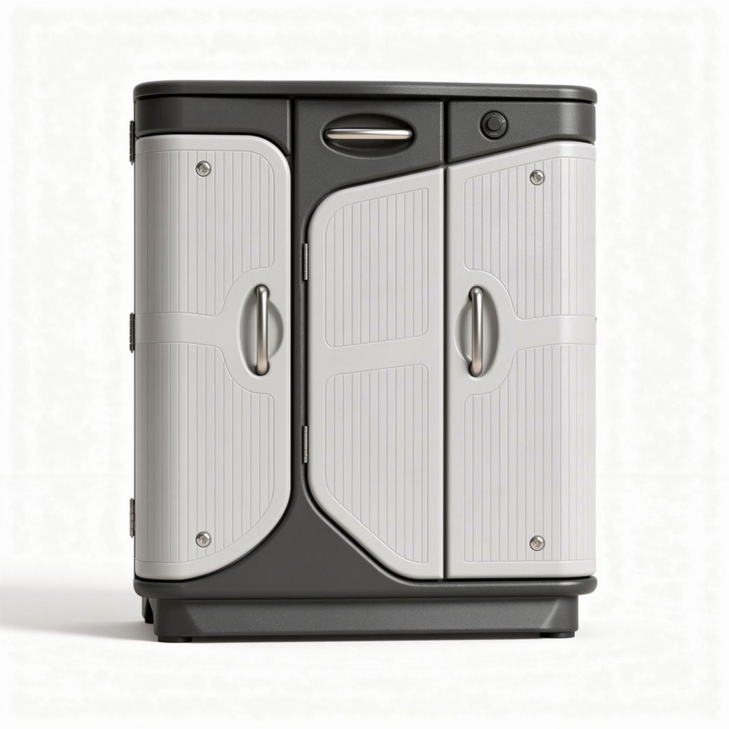 Storage cabinet with two doors and adjustable shelves 50 x 40 x 60cm in gray and white