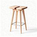 Natural wood counter stool with metal footrest 30 x 30 x 75cm