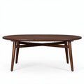 Oval wooden coffee table with cross-leg support 150 x 80 x 75cm